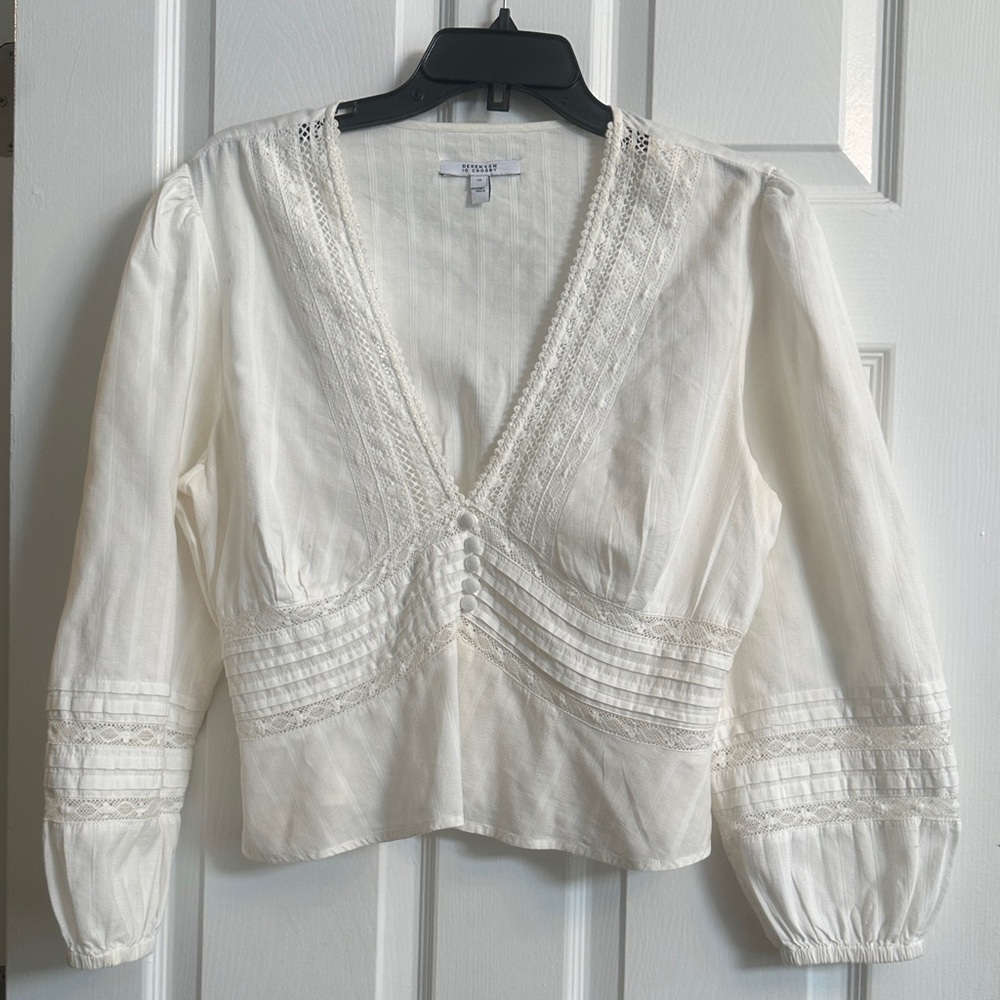 Derek Lam Cream Lace Detail Blouse
